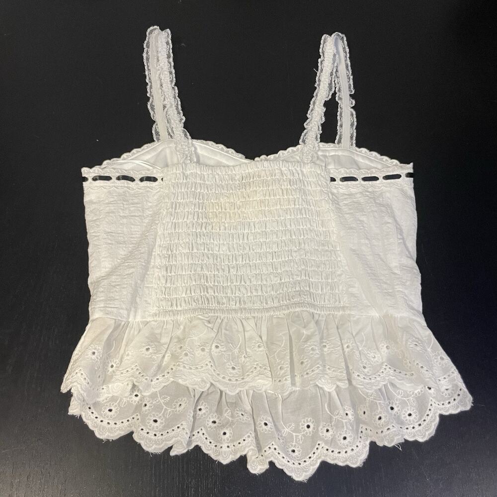 Thirty Thirty White Corset Top Coquette Milkmaid Cottagecore Romantic Size M - Picture 3 of 11